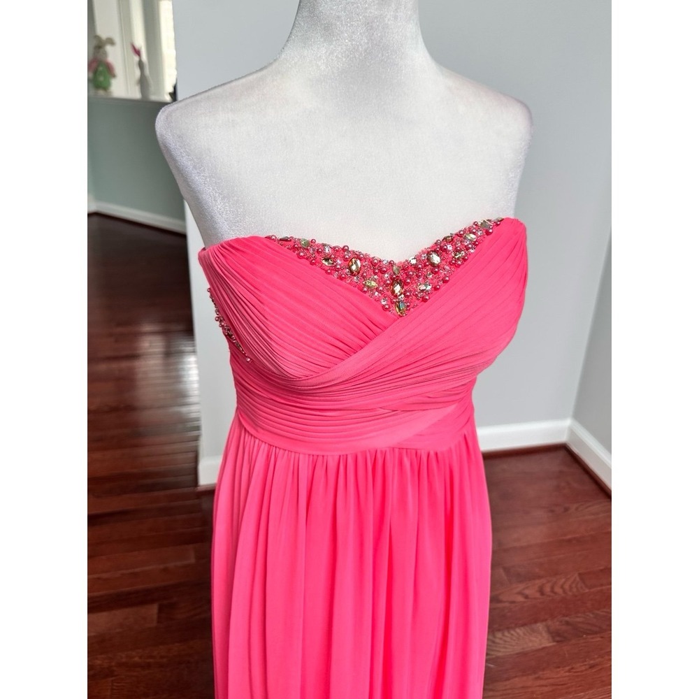 Decode 1.8 Peach Feminine Strapless Beaded Embellihsed Gown Dress Size 2 - Picture 2 of 11
